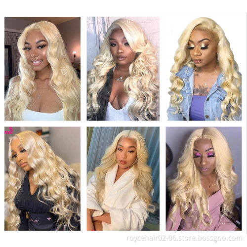 Raw Virgin Indian Hair Invisible Swiss Lace Wigs, 613 Blonde Body Wave HD Transparent 13x6 Lace Frontal Human Hair Wig